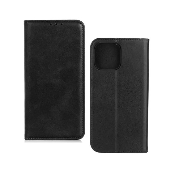 Capa Flip de Couro com Bolso Interno para Apple iPhone 13 Pro Preto